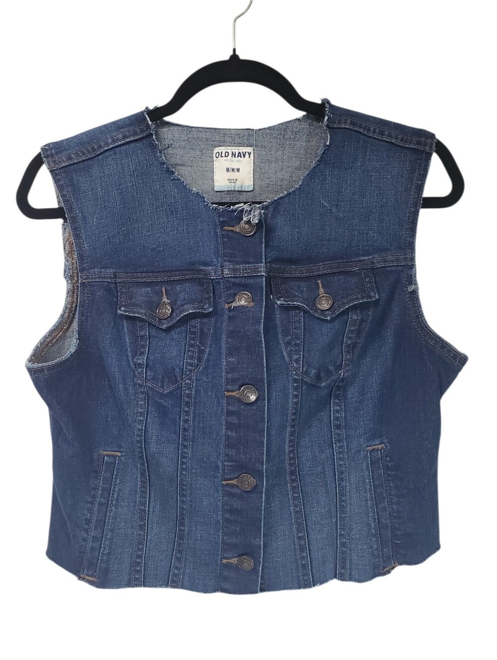 Distressed Denim Bikercore Cottagecore Coastal Cowgirl Medium Old Navy Vest